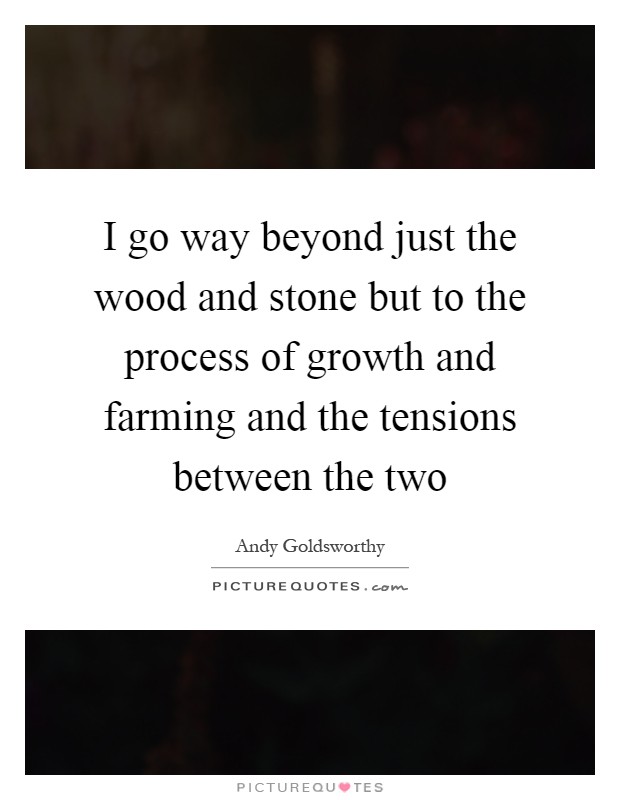 I go way beyond just the wood and stone but to the process of growth and farming and the tensions between the two Picture Quote #1