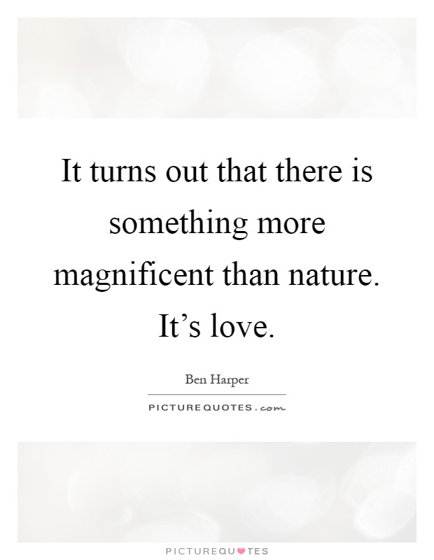 It turns out that there is something more magnificent than nature. It's love Picture Quote #1