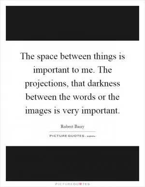 The space between things is important to me. The projections, that darkness between the words or the images is very important Picture Quote #1