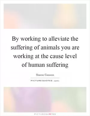 By working to alleviate the suffering of animals you are working at the cause level of human suffering Picture Quote #1