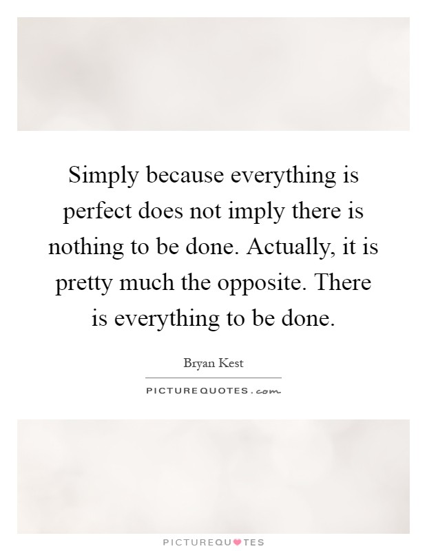 Simply because everything is perfect does not imply there is nothing to be done. Actually, it is pretty much the opposite. There is everything to be done Picture Quote #1