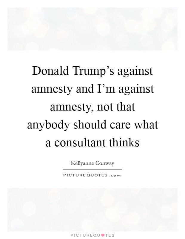 Donald Trump's against amnesty and I'm against amnesty, not that anybody should care what a consultant thinks Picture Quote #1