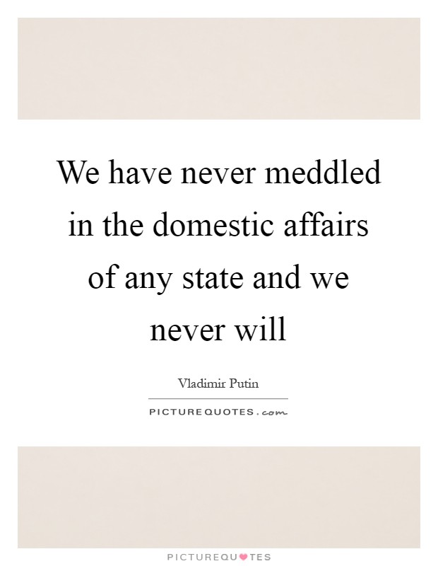 We have never meddled in the domestic affairs of any state and we never will Picture Quote #1
