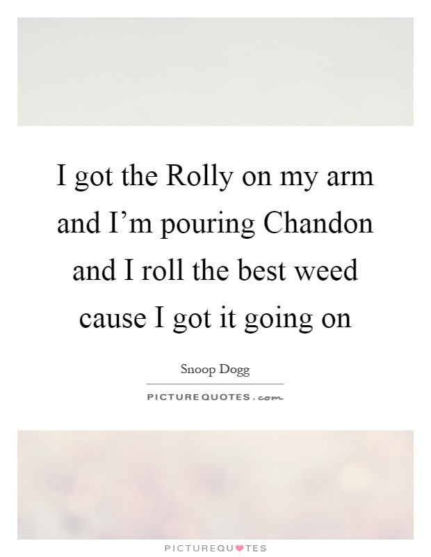 I got the Rolly on my arm and I'm pouring Chandon and I roll the best weed cause I got it going on Picture Quote #1