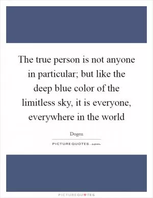 The true person is not anyone in particular; but like the deep blue color of the limitless sky, it is everyone, everywhere in the world Picture Quote #1