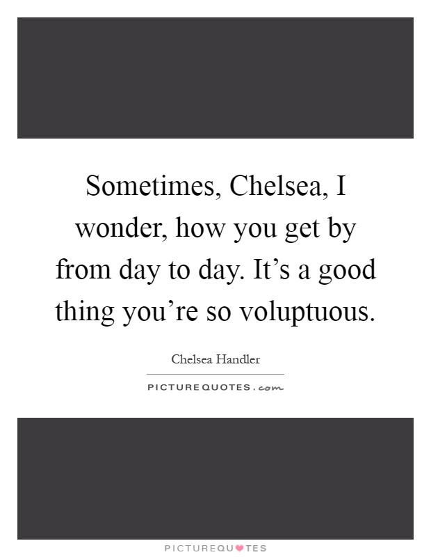 Sometimes, Chelsea, I wonder, how you get by from day to day. It's a good thing you're so voluptuous Picture Quote #1