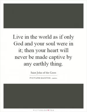 Live in the world as if only God and your soul were in it; then your heart will never be made captive by any earthly thing Picture Quote #1