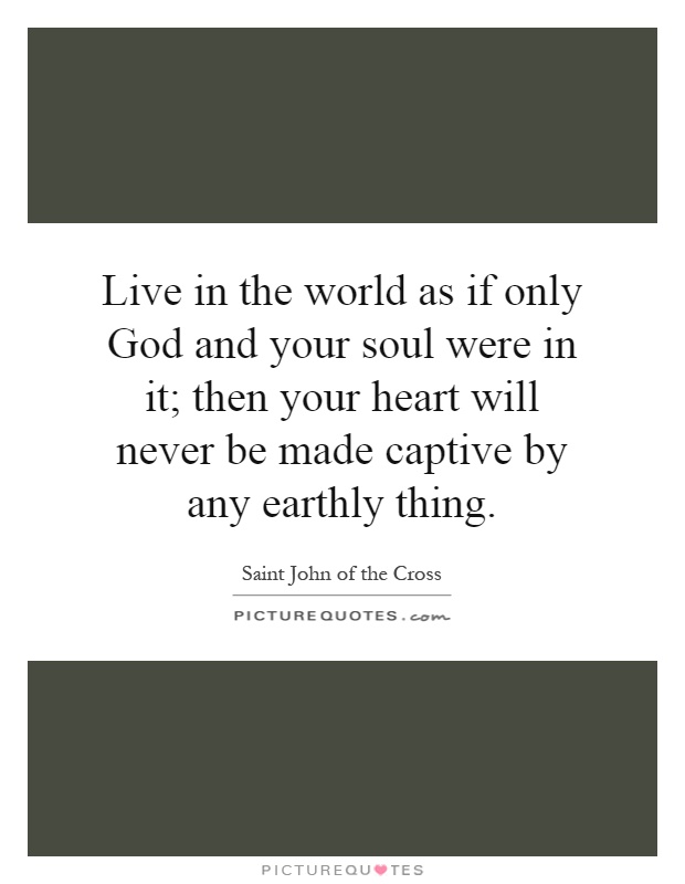Live in the world as if only God and your soul were in it; then your heart will never be made captive by any earthly thing Picture Quote #1