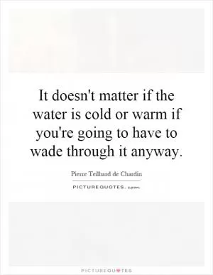 It doesn't matter if the water is cold or warm if you're going to have to wade through it anyway Picture Quote #1