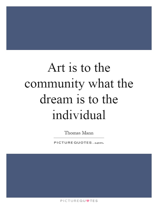 Art is to the community what the dream is to the individual Picture Quote #1