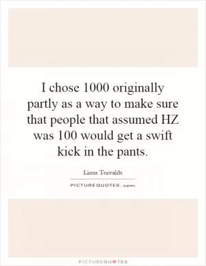 I chose 1000 originally partly as a way to make sure that people that assumed HZ was 100 would get a swift kick in the pants Picture Quote #1