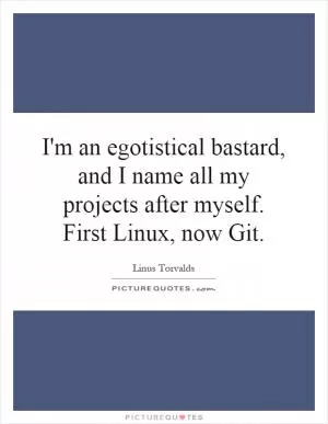 I'm an egotistical bastard, and I name all my projects after myself. First Linux, now Git Picture Quote #1
