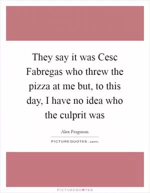 They say it was Cesc Fabregas who threw the pizza at me but, to this day, I have no idea who the culprit was Picture Quote #1
