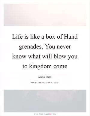 Life is like a box of Hand grenades, You never know what will blow you to kingdom come Picture Quote #1