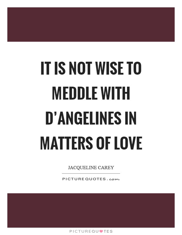 It is not wise to meddle with D'Angelines in matters of love Picture Quote #1