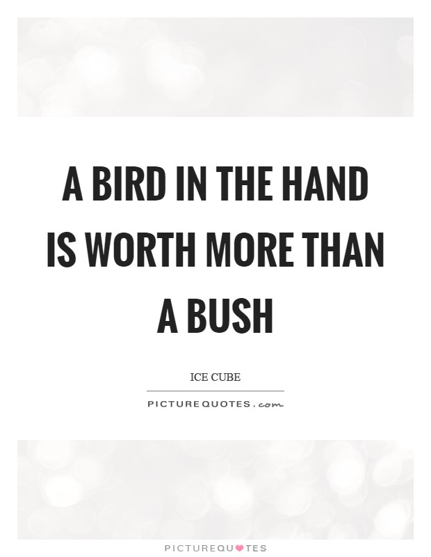 A bird in the hand is worth more than a Bush Picture Quote #1