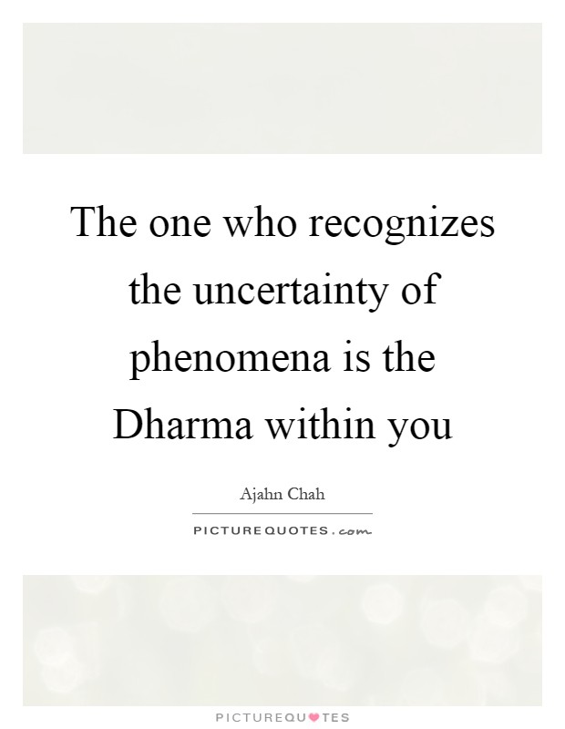 The one who recognizes the uncertainty of phenomena is the Dharma within you Picture Quote #1