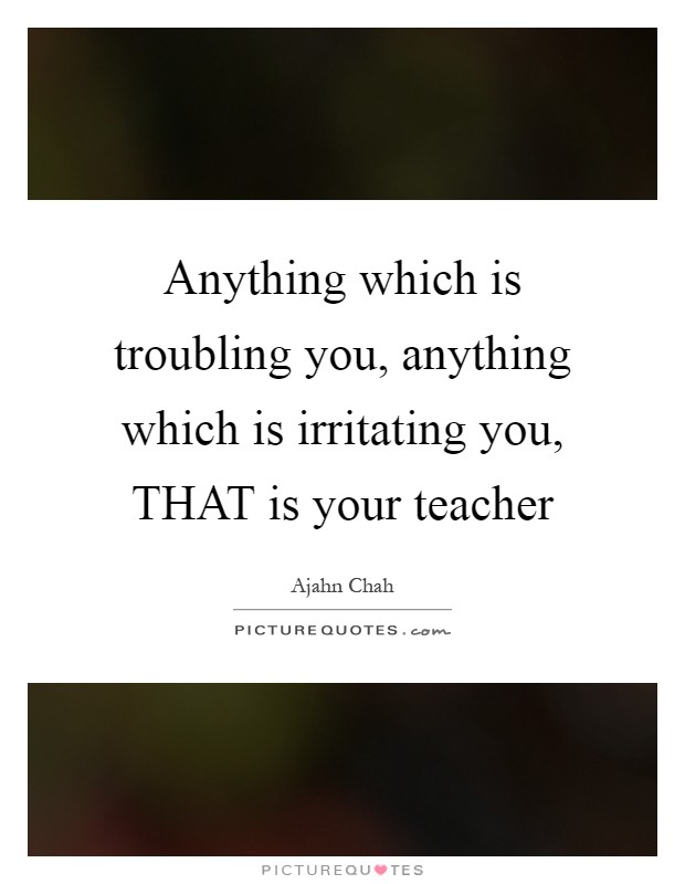 Anything which is troubling you, anything which is irritating you, THAT is your teacher Picture Quote #1