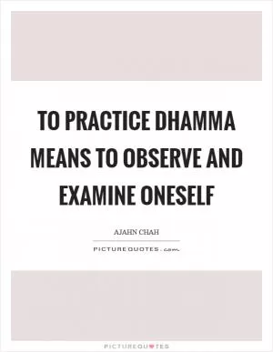 To practice Dhamma means to observe and examine oneself Picture Quote #1