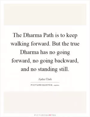 The Dharma Path is to keep walking forward. But the true Dharma has no going forward, no going backward, and no standing still Picture Quote #1