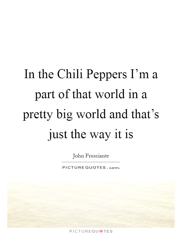 In the Chili Peppers I'm a part of that world in a pretty big world and that's just the way it is Picture Quote #1