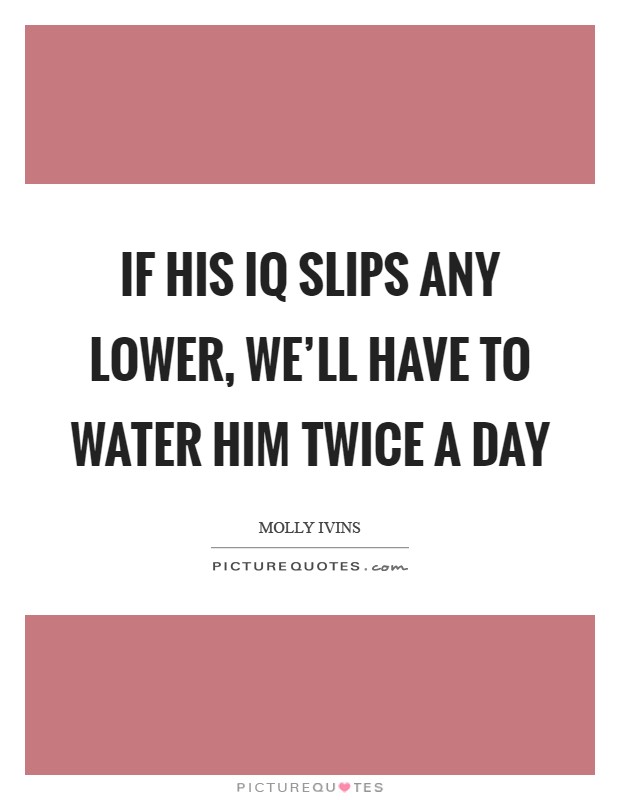 If his IQ slips any lower, we'll have to water him twice a day Picture Quote #1