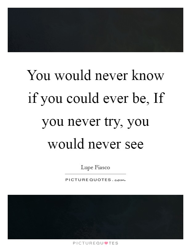 You would never know if you could ever be, If you never try, you would never see Picture Quote #1