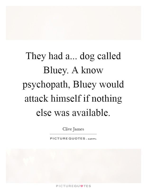 They had a... dog called Bluey. A know psychopath, Bluey would attack himself if nothing else was available Picture Quote #1