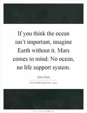 If you think the ocean isn’t important, imagine Earth without it. Mars comes to mind. No ocean, no life support system Picture Quote #1