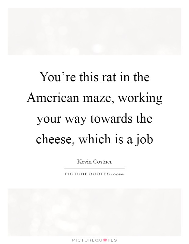 You're this rat in the American maze, working your way towards the cheese, which is a job Picture Quote #1