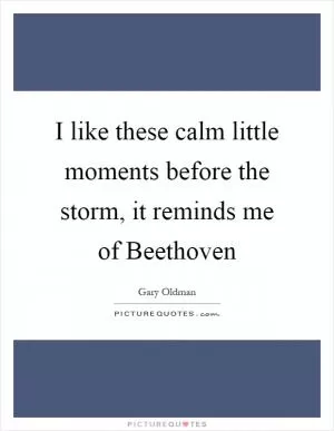 I like these calm little moments before the storm, it reminds me of Beethoven Picture Quote #1