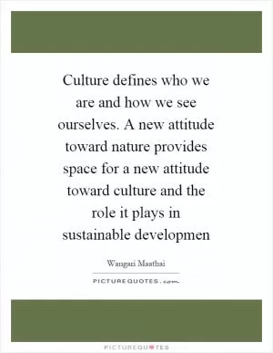 Culture defines who we are and how we see ourselves. A new attitude toward nature provides space for a new attitude toward culture and the role it plays in sustainable developmen Picture Quote #1
