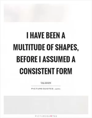 I have been a multitude of shapes, Before I assumed a consistent form Picture Quote #1