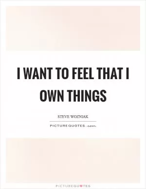 I want to feel that I own things Picture Quote #1