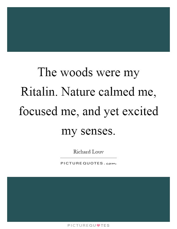 The woods were my Ritalin. Nature calmed me, focused me, and yet excited my senses Picture Quote #1