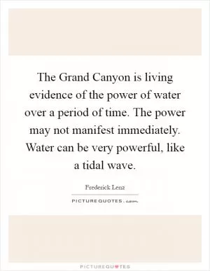 The Grand Canyon is living evidence of the power of water over a period of time. The power may not manifest immediately. Water can be very powerful, like a tidal wave Picture Quote #1