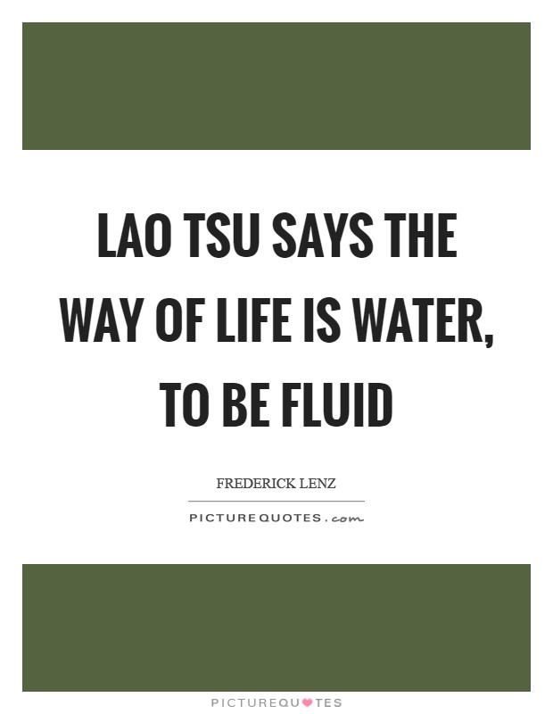 Lao Tsu says the way of life is water, to be fluid Picture Quote #1