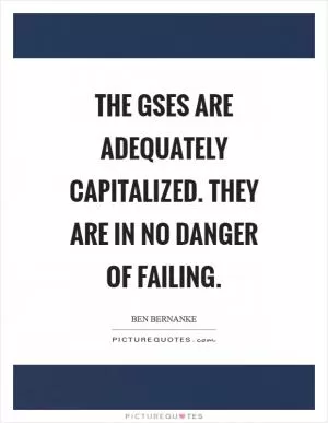 The GSEs are adequately capitalized. They are in no danger of failing Picture Quote #1