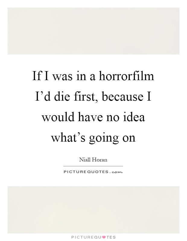 If I was in a horrorfilm I'd die first, because I would have no idea what's going on Picture Quote #1