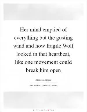 Her mind emptied of everything but the gusting wind and how fragile Wolf looked in that heartbeat, like one movement could break him open Picture Quote #1