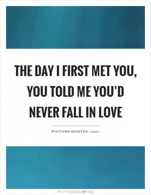 The day I first met you, you told me you’d never fall in love Picture Quote #1