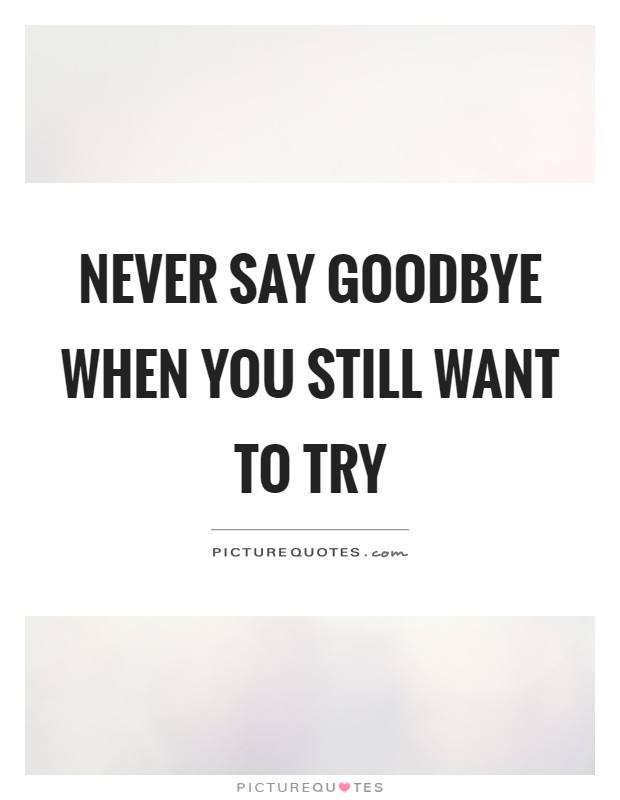 Never say goodbye when you still want to try Picture Quote #1