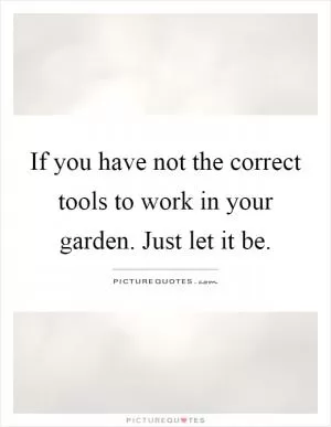 If you have not the correct tools to work in your garden. Just let it be Picture Quote #1