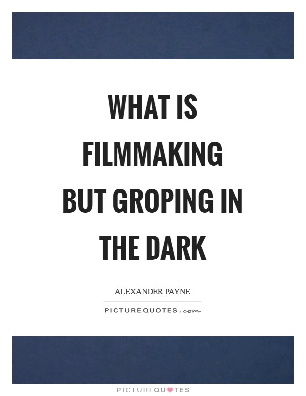 What is filmmaking but groping in the dark Picture Quote #1