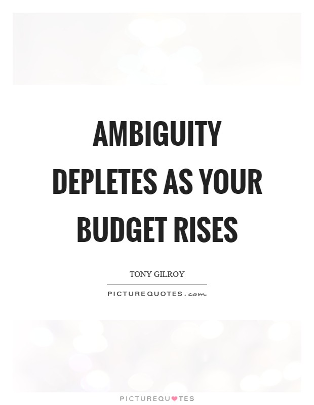 Ambiguity depletes as your budget rises Picture Quote #1