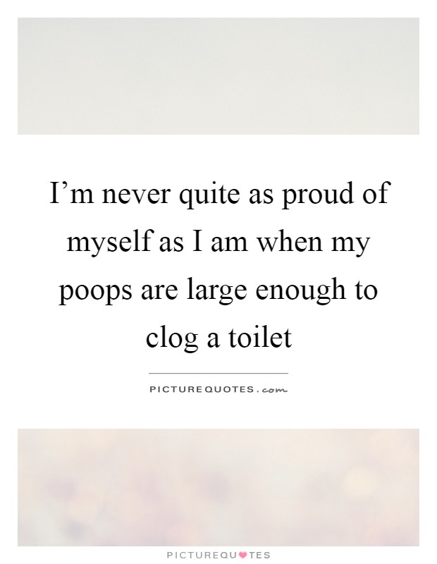 I'm never quite as proud of myself as I am when my poops are large enough to clog a toilet Picture Quote #1