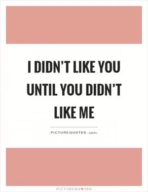 I didn’t like you until you didn’t like me Picture Quote #1
