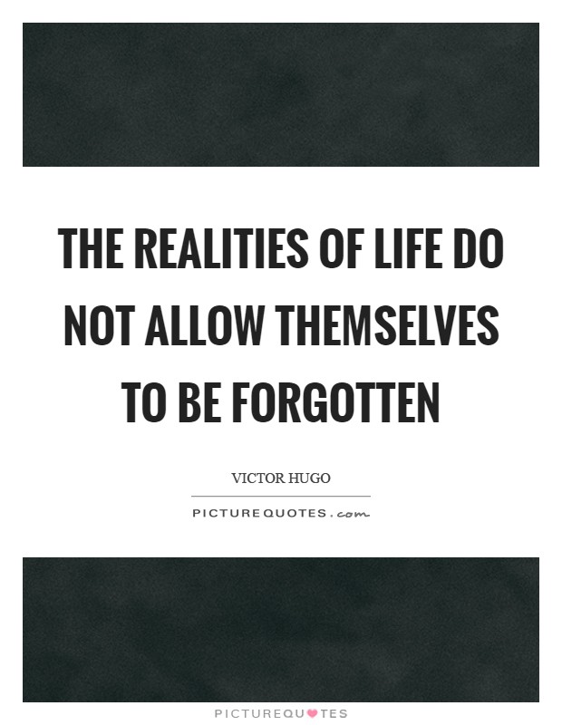 The realities of life do not allow themselves to be forgotten Picture Quote #1