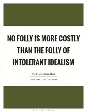 No folly is more costly than the folly of intolerant idealism Picture Quote #1