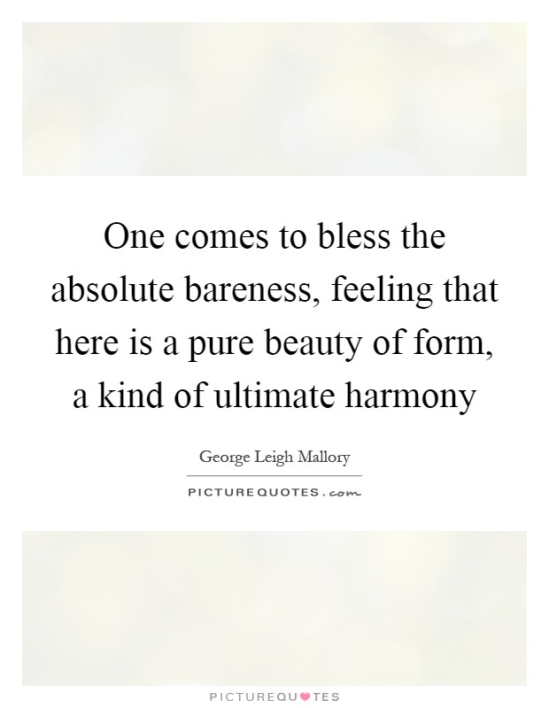 One comes to bless the absolute bareness, feeling that here is a pure beauty of form, a kind of ultimate harmony Picture Quote #1